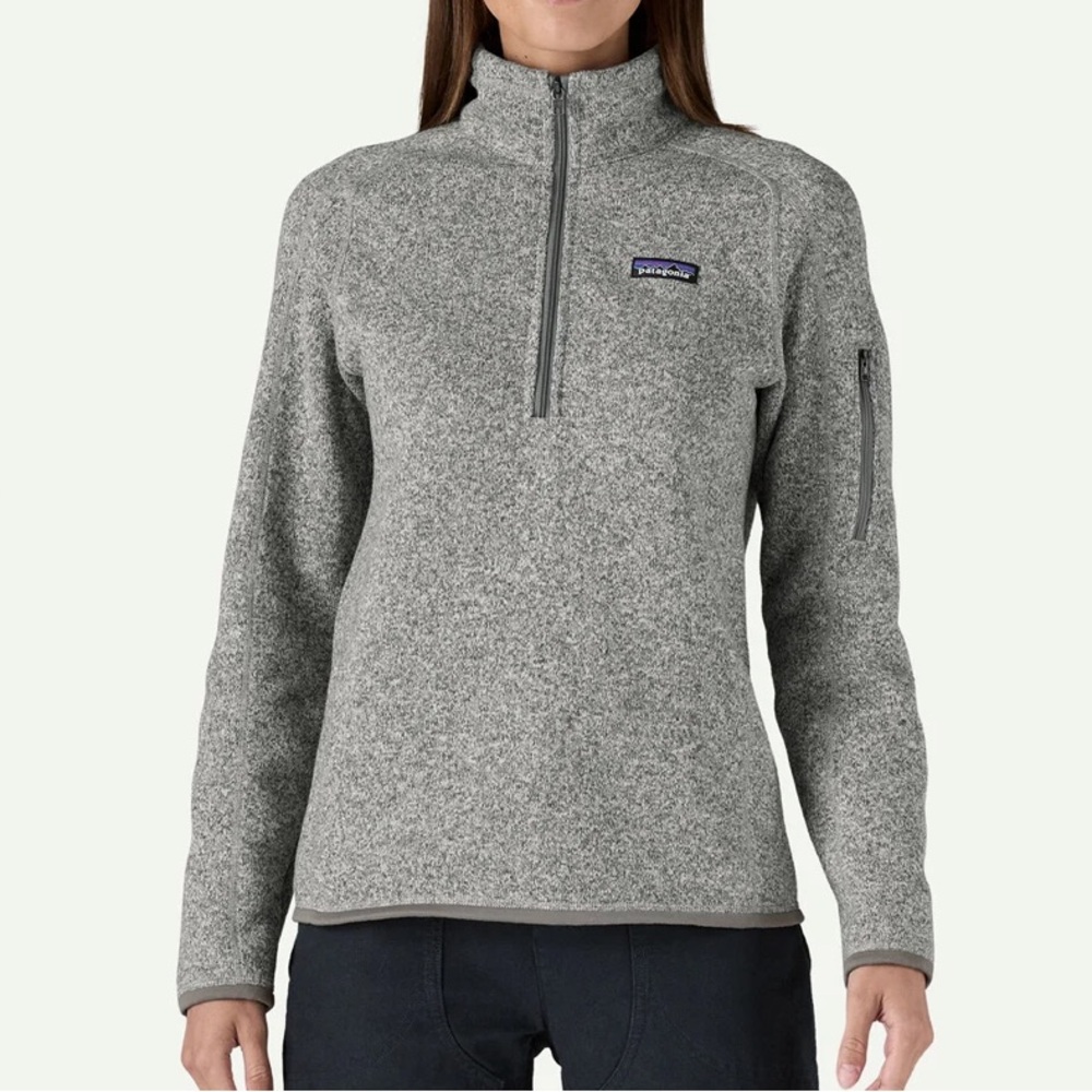 Patagonia Womens Better Sweater Quarter Zip Pullover Jacket XS Birch White Gray